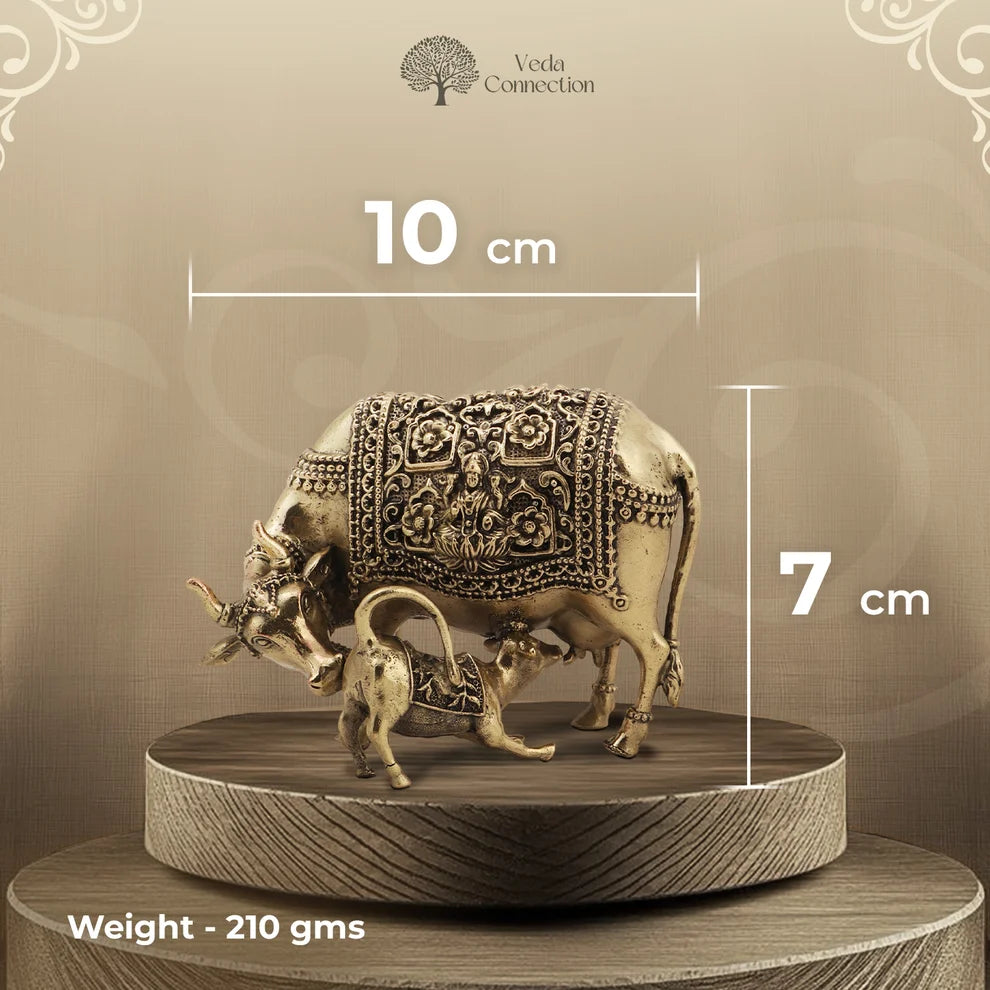 Brass Kamdhenu Cow with Calf Idol