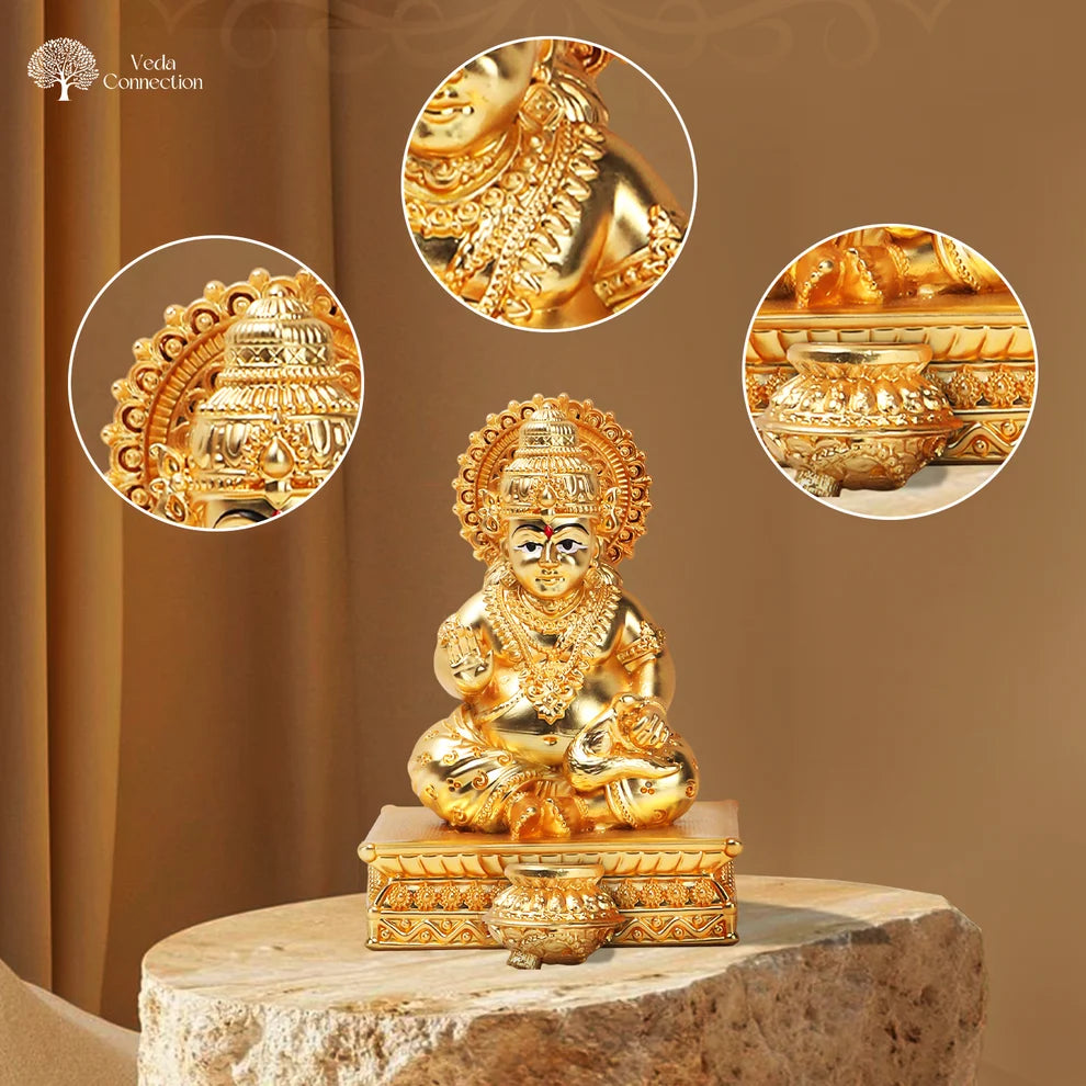 Gold Plated Kuber Ji Idol – 3.5 Inch | Wealth & Prosperity Symbol for Home & Office