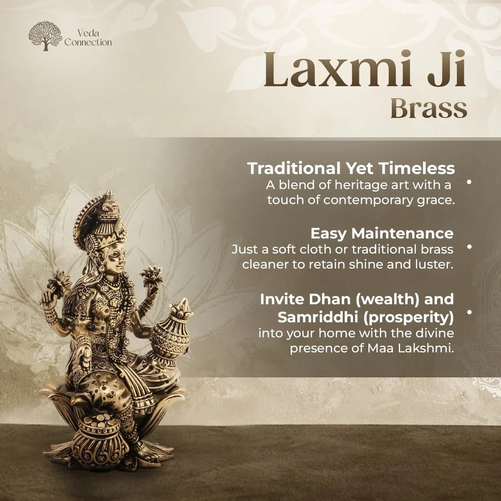 Brass Lakshmi Ji Idol | Wealth & Divine Grace for Home & Office