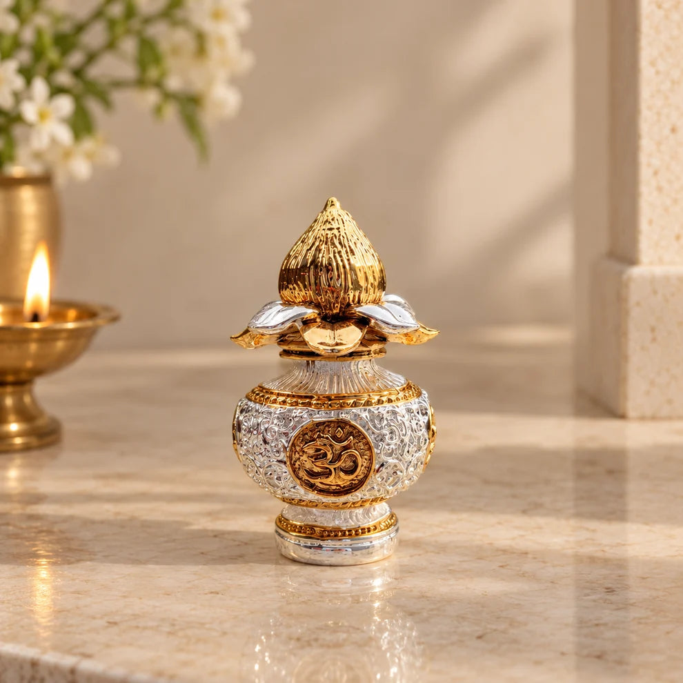 Nariyal Kalash for Activating Abundance - Gold and Silver Plated