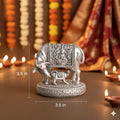 Shree Kamdhenu Cow & Calf Idol for Wealth & Good Fortune - Silver Plated