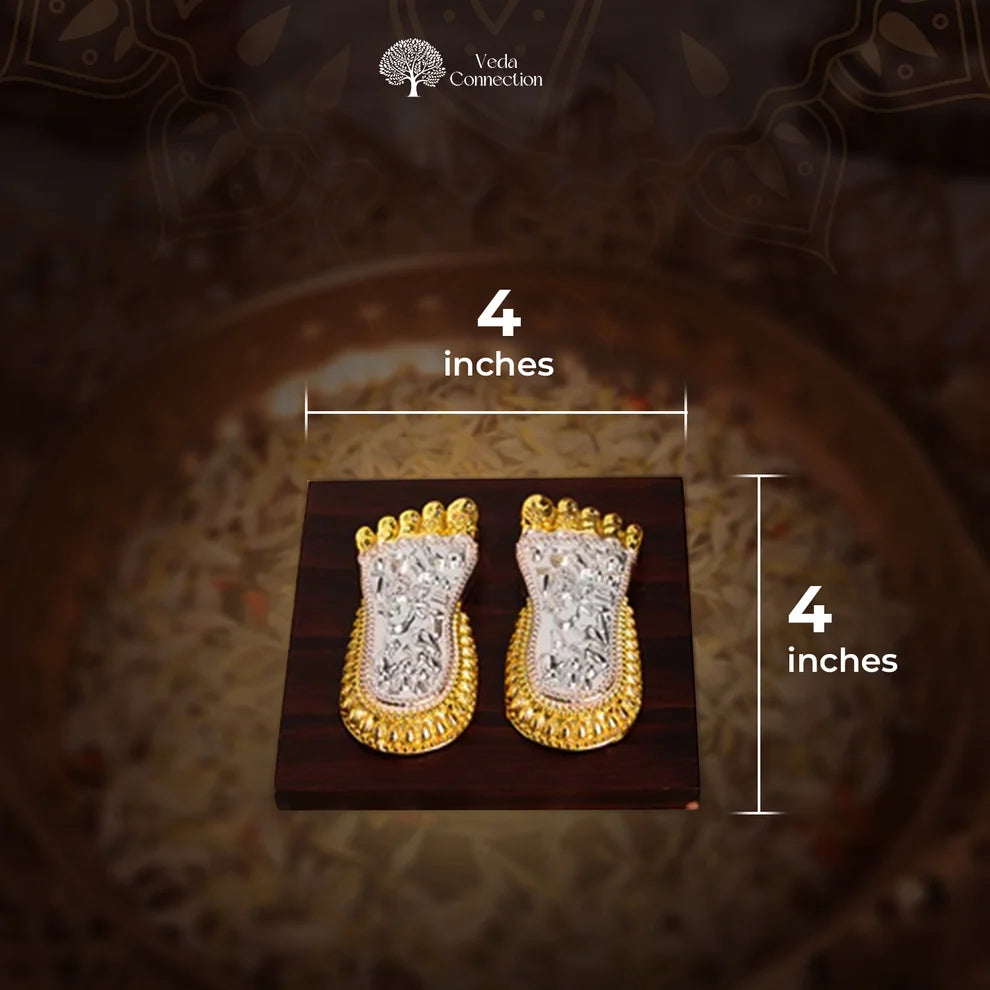 Shri Lakshmi Charan Paduka 24K Gold and 999 Silver Plated