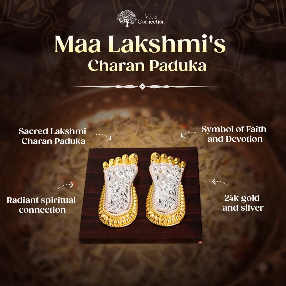 Shri Lakshmi Charan Paduka 24K Gold and 999 Silver Plated