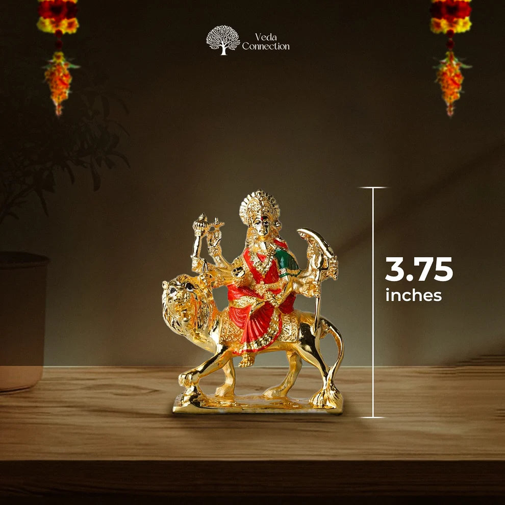 Veda Connection Durga Mata Idol 3.75 Inches (24K Gold Plating)