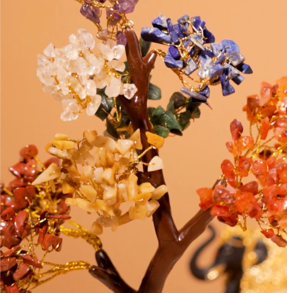 7 Chakra Crystal Tree Wood Base