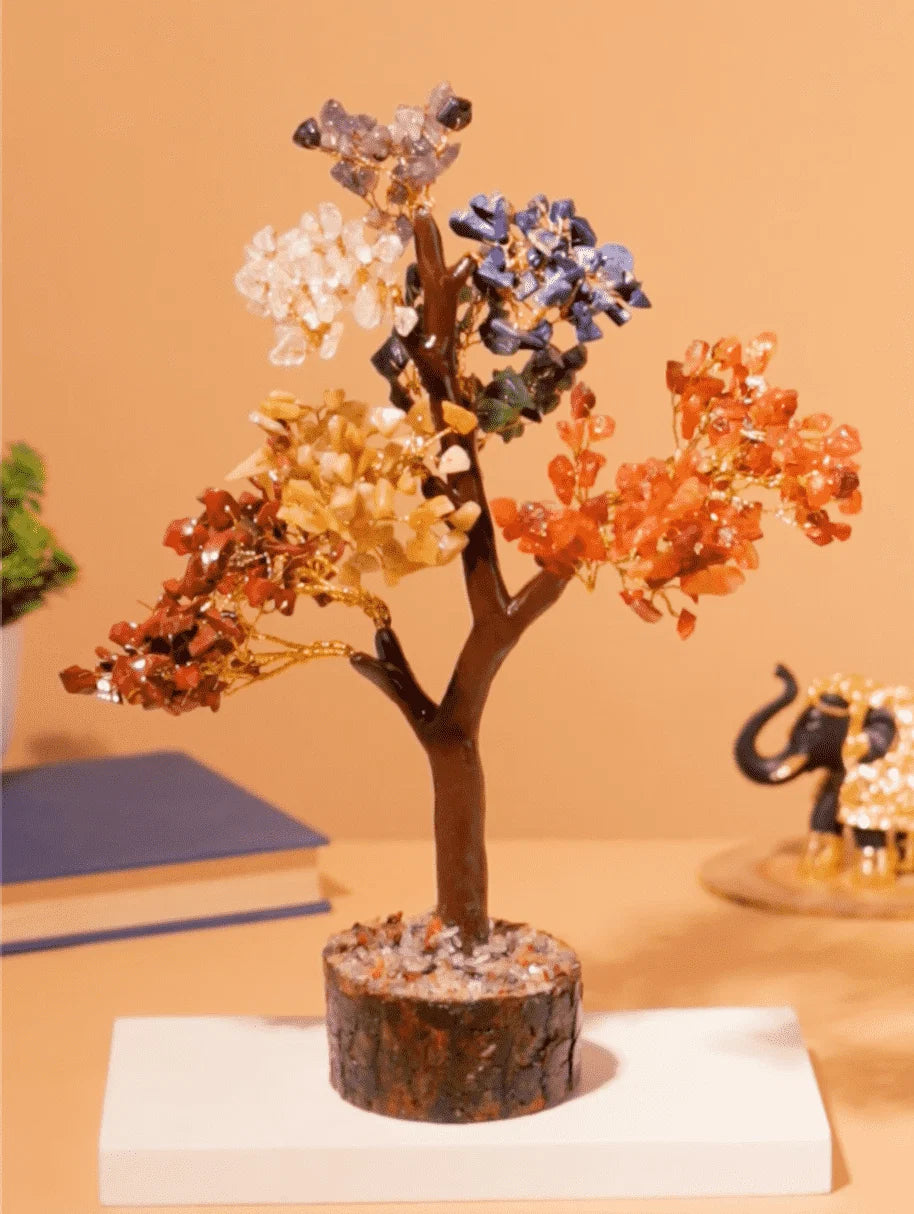 7 Chakra Crystal Tree Wood Base