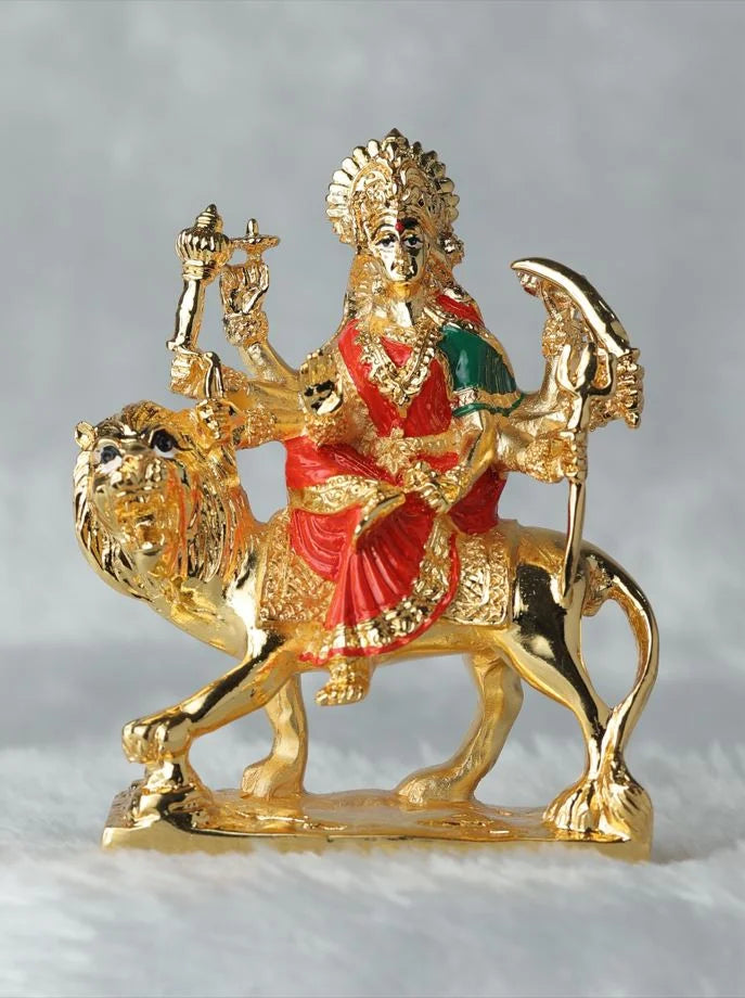 Veda Connection Durga Mata Idol 3.75 Inches (24K Gold Plating)
