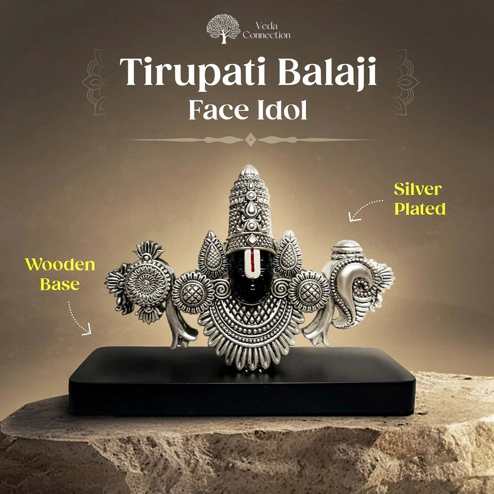 Balaji Face Idol – 999 Silver Plated | Perfect for Desk, Mandir & Car Dashboard
