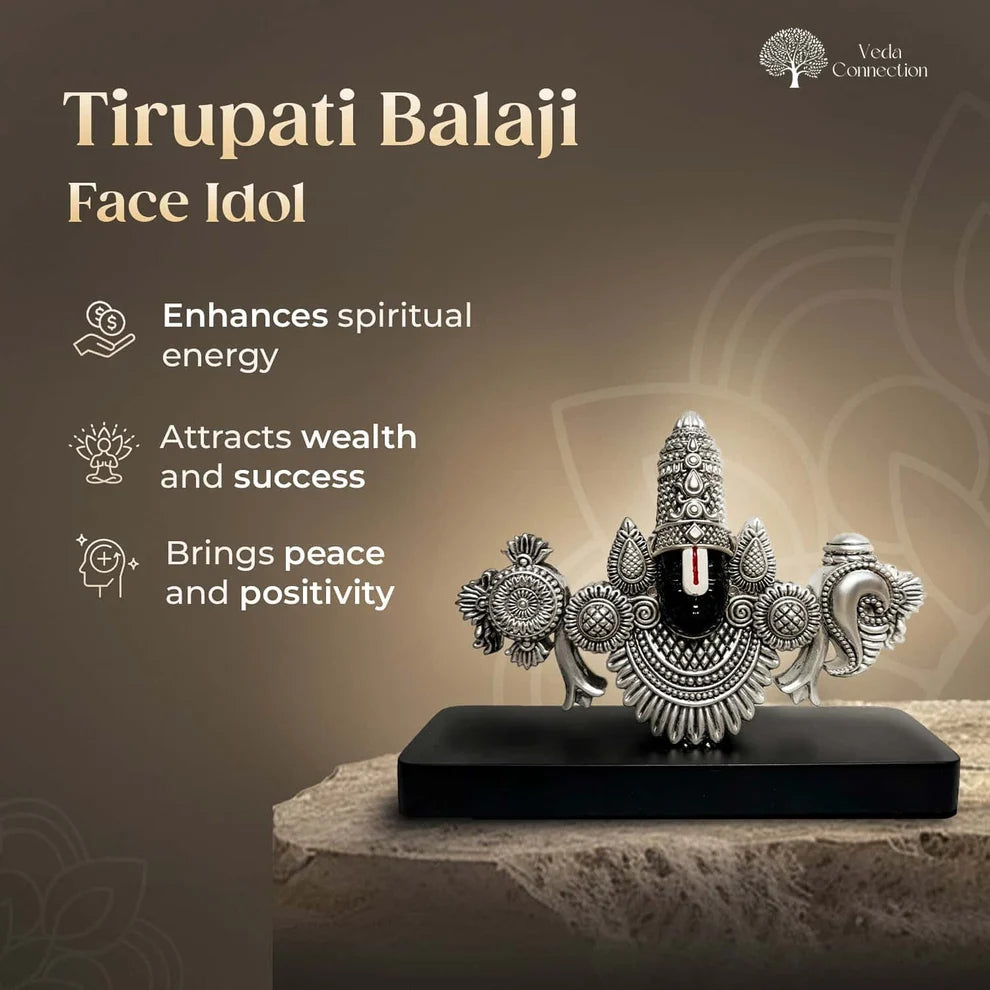 Balaji Face Idol – 999 Silver Plated | Perfect for Desk, Mandir & Car Dashboard