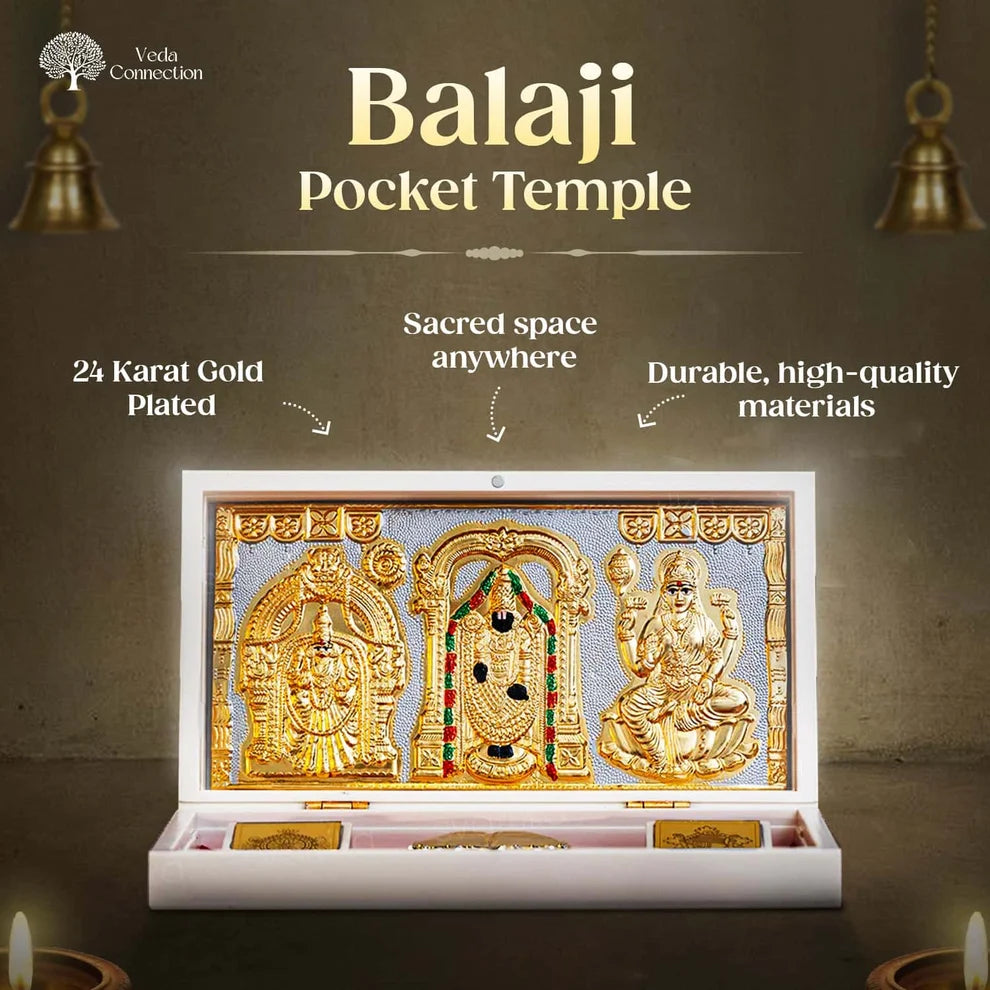Balaji Pocket Temple Mandir 24 Karat Gold Plated