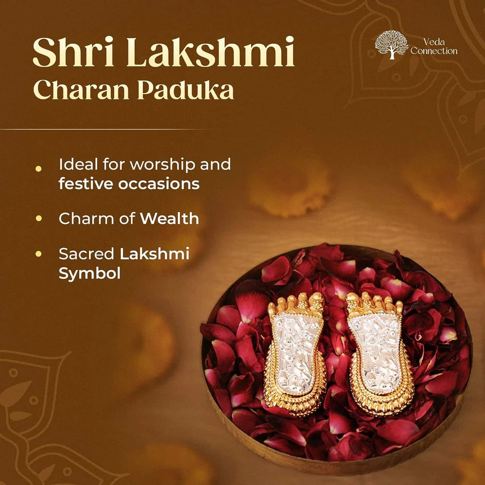 Shri Lakshmi Charan Paduka 24K Gold and 999 Silver Plated