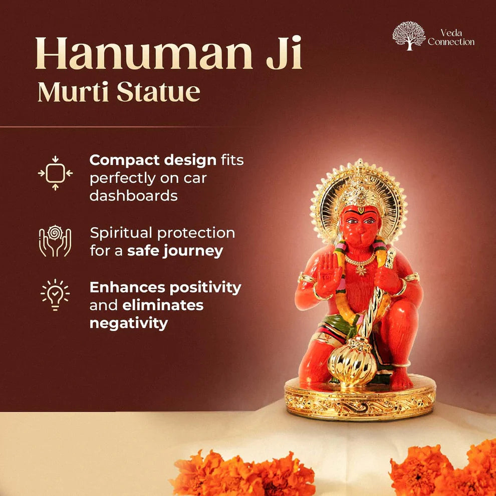 Hanuman Ji Anjaneyar Murti Statue 24K Gold Plated