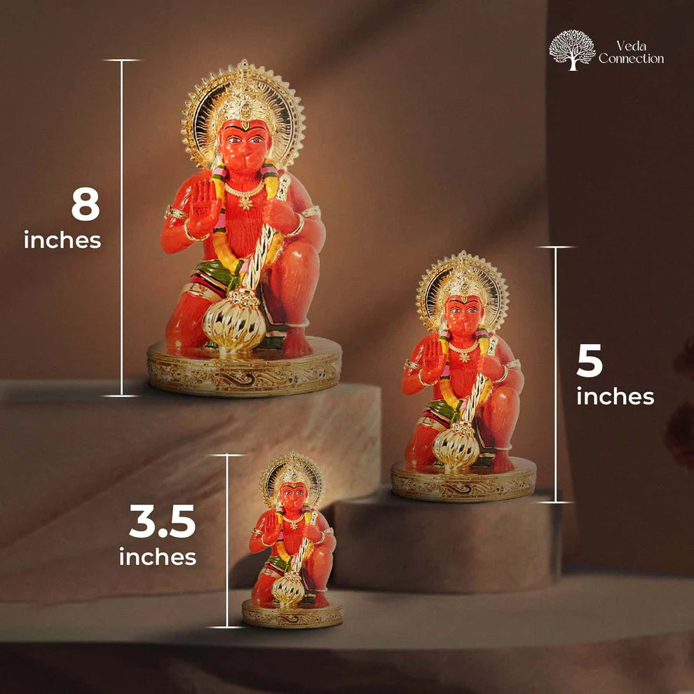 Hanuman Ji Anjaneyar Murti Statue 24K Gold Plated