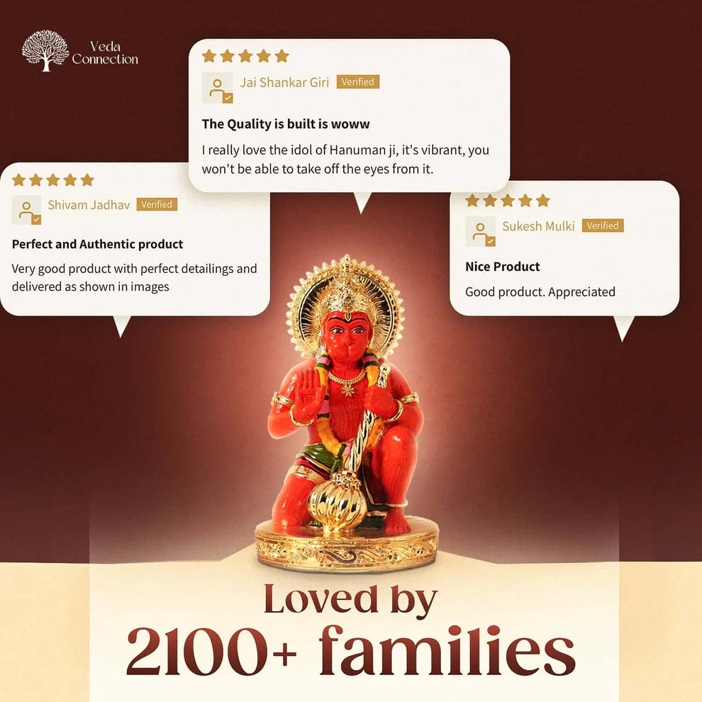 Hanuman Ji Anjaneyar Murti Statue 24K Gold Plated