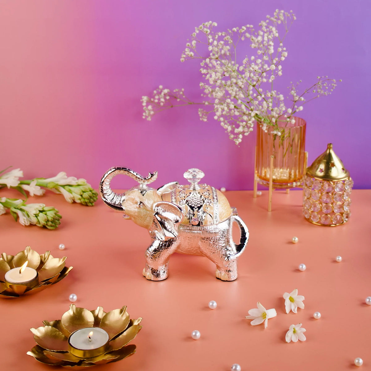 Royal Elephant Enamel Sugar Pot