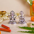 999 Silver Plated Ganesh Lakshmi Ji Idol Set – 3.5 Inch