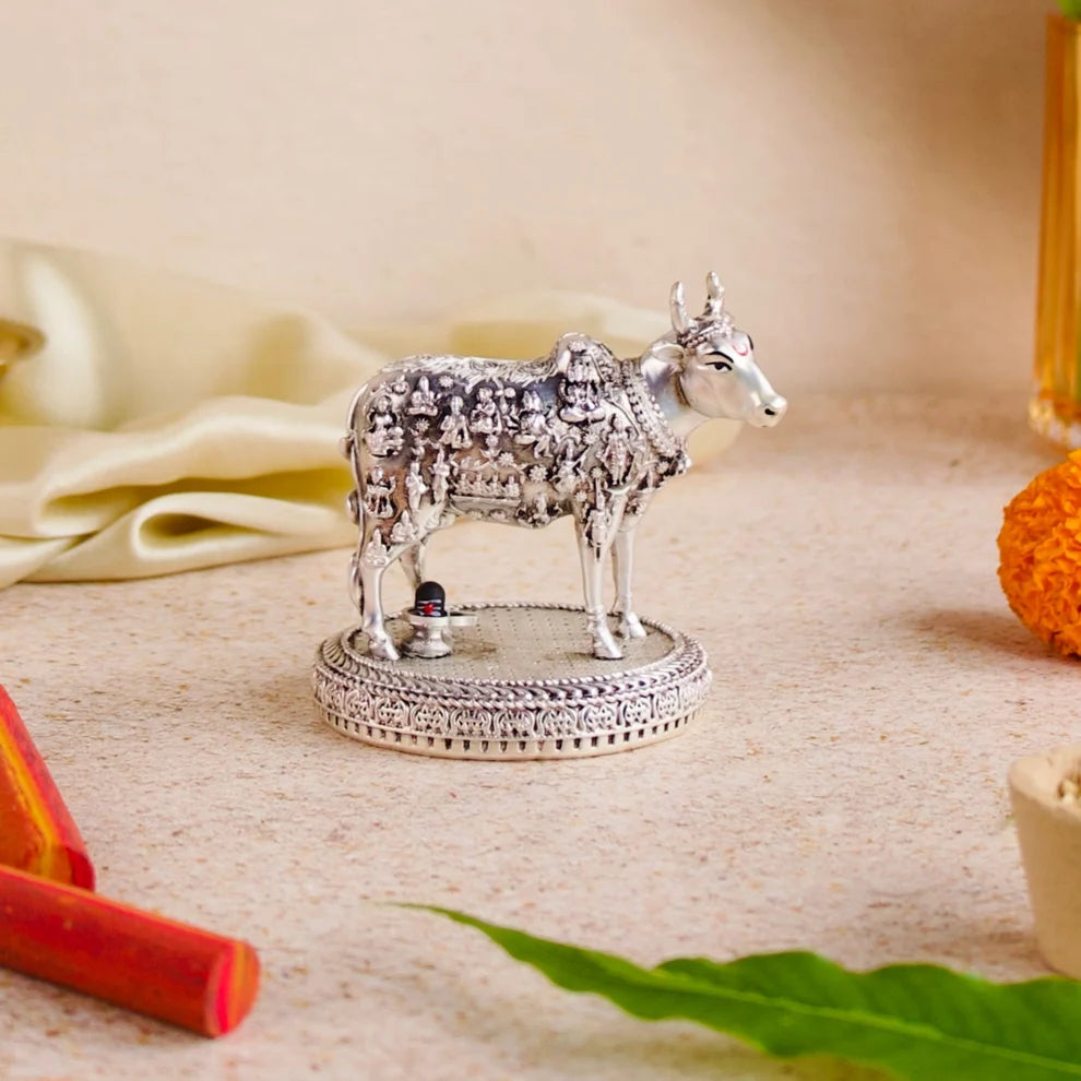33 Koti Kamdhenu Cow with Shivling Idol Gold Plated