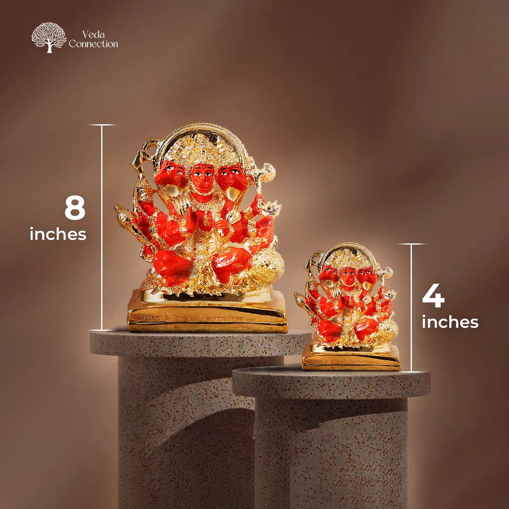 Panchmukhi Hanuman Ji Murti Statue 24K Gold Coated Idol
