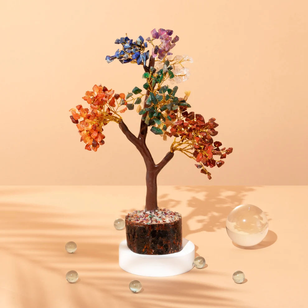 7 Chakra Crystal Tree Wood Base